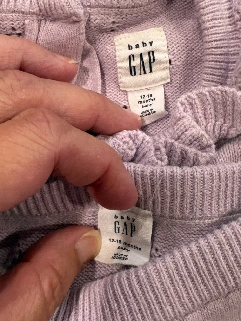 Baby Gap knit two piece set, lavender, size 12-18 months
